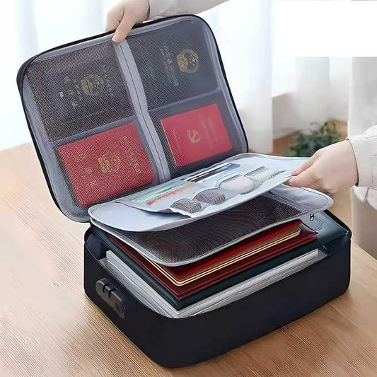 Waterproof Portable Document Storage Bag – Travel File Organizer with Password Lock