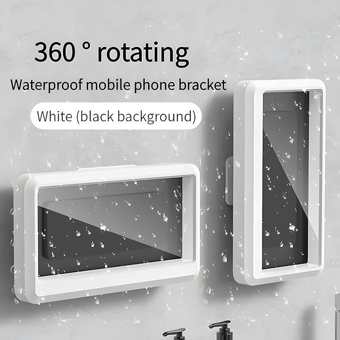 Waterproof Shower Phone Holder (360° Rotating) – Touch-Enabled Bathroom Mobile Holder