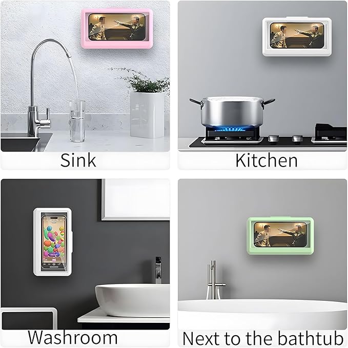 Waterproof Shower Phone Holder (360° Rotating) – Touch-Enabled Bathroom Mobile Holder