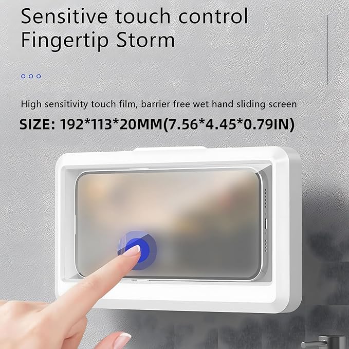 Waterproof Shower Phone Holder (360° Rotating) – Touch-Enabled Bathroom Mobile Holder