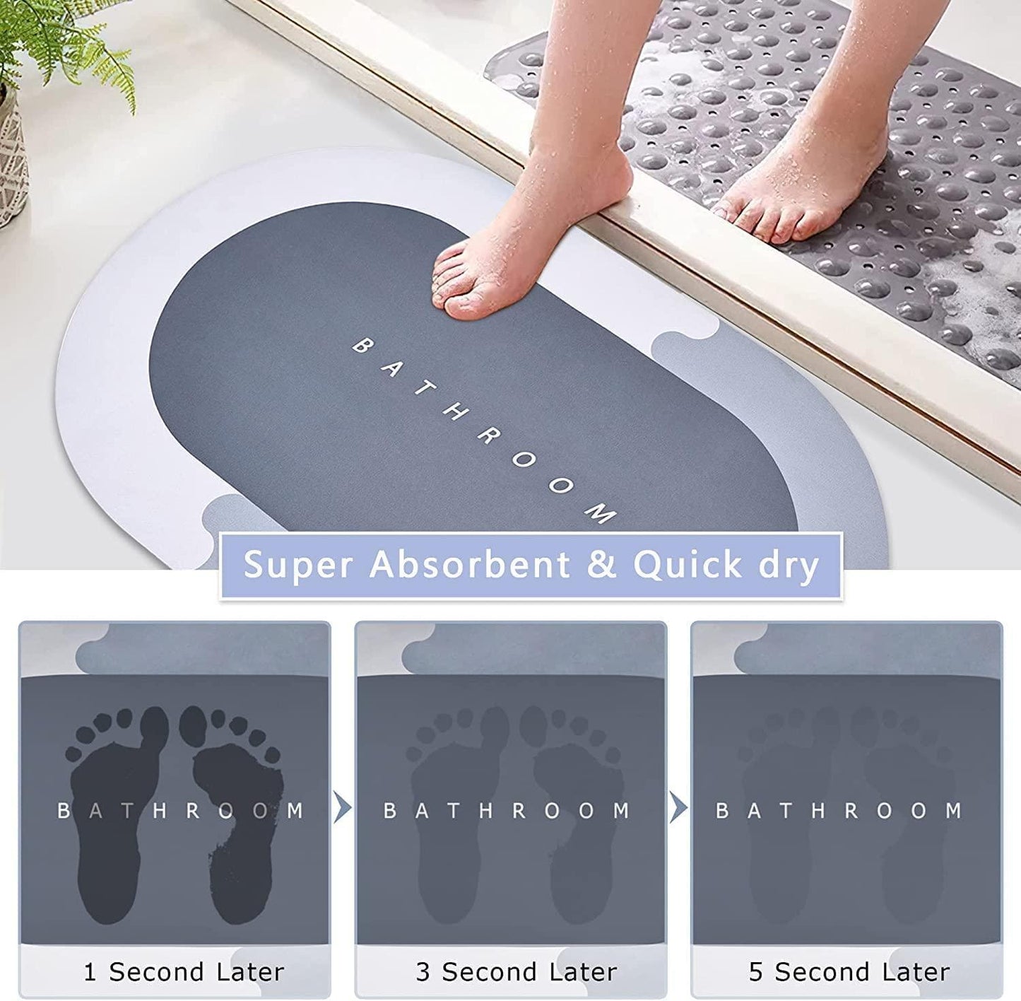 Super Absorbent Quick-Dry Bath Mat — Anti-Slip & Anti-Mould