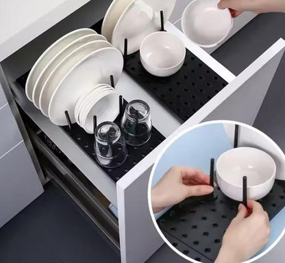 Adjustable Drain Shelf Dish Drying Rack & Kitchen Drawer Organizer
