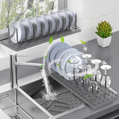 Adjustable Drain Shelf Dish Drying Rack & Kitchen Drawer Organizer