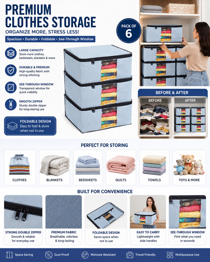 Cloth Storage Bags & Wardrobe Organizer with Zip