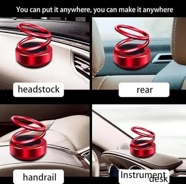 Metallic Double Spring Solar Perfume – Rotating Car Dashboard Air Freshener