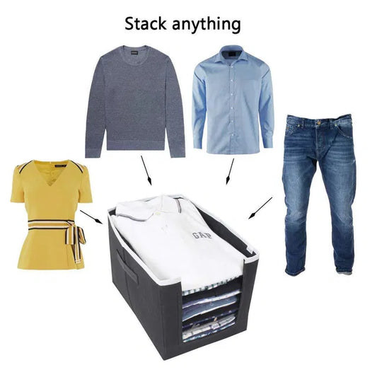 Closet Organizer – Foldable Shirt & Clothing Storage Stackers (Pack of 3)