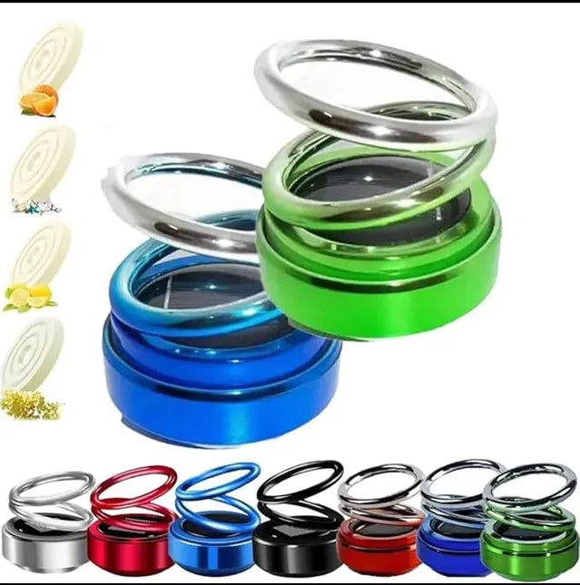 Metallic Double Spring Solar Perfume – Rotating Car Dashboard Air Freshener